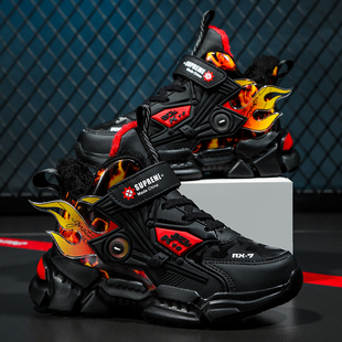 ABC XZPQ儿童鞋子男童运动鞋加绒加厚棉鞋秋冬季款保暖男孩跑步鞋