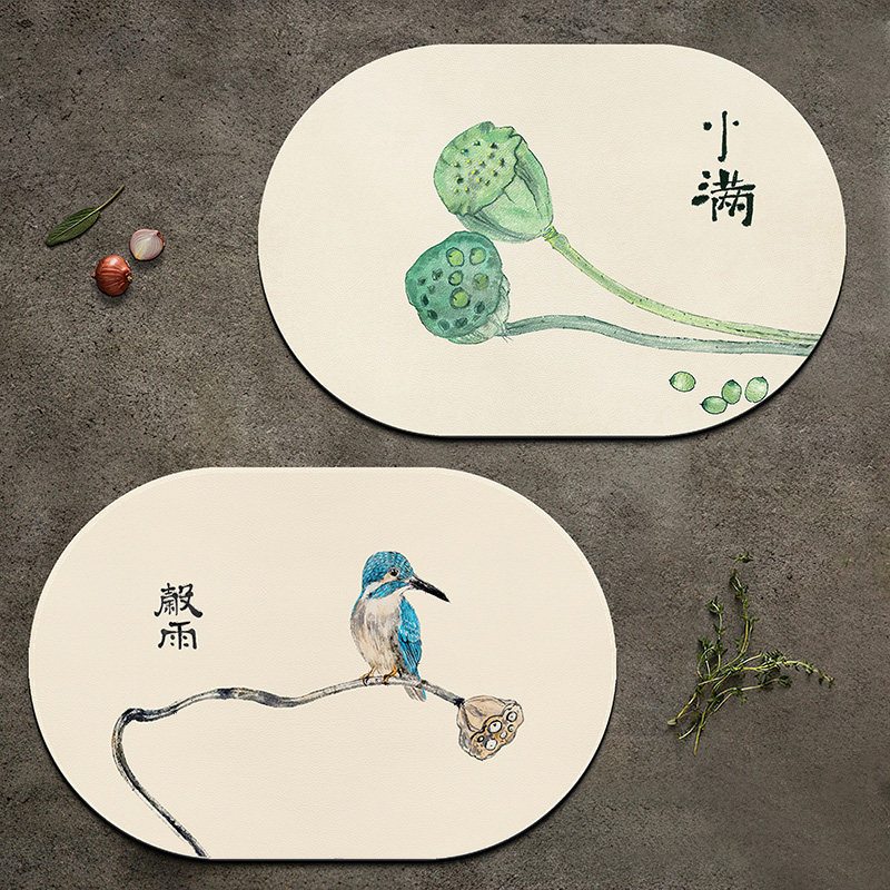 二十四节气椭圆形皮革西餐垫防水防油隔热餐具碗垫pvc中式餐桌垫,居家布艺,餐垫,淘宝优惠券,粉丝福利购,淘宝优惠卷