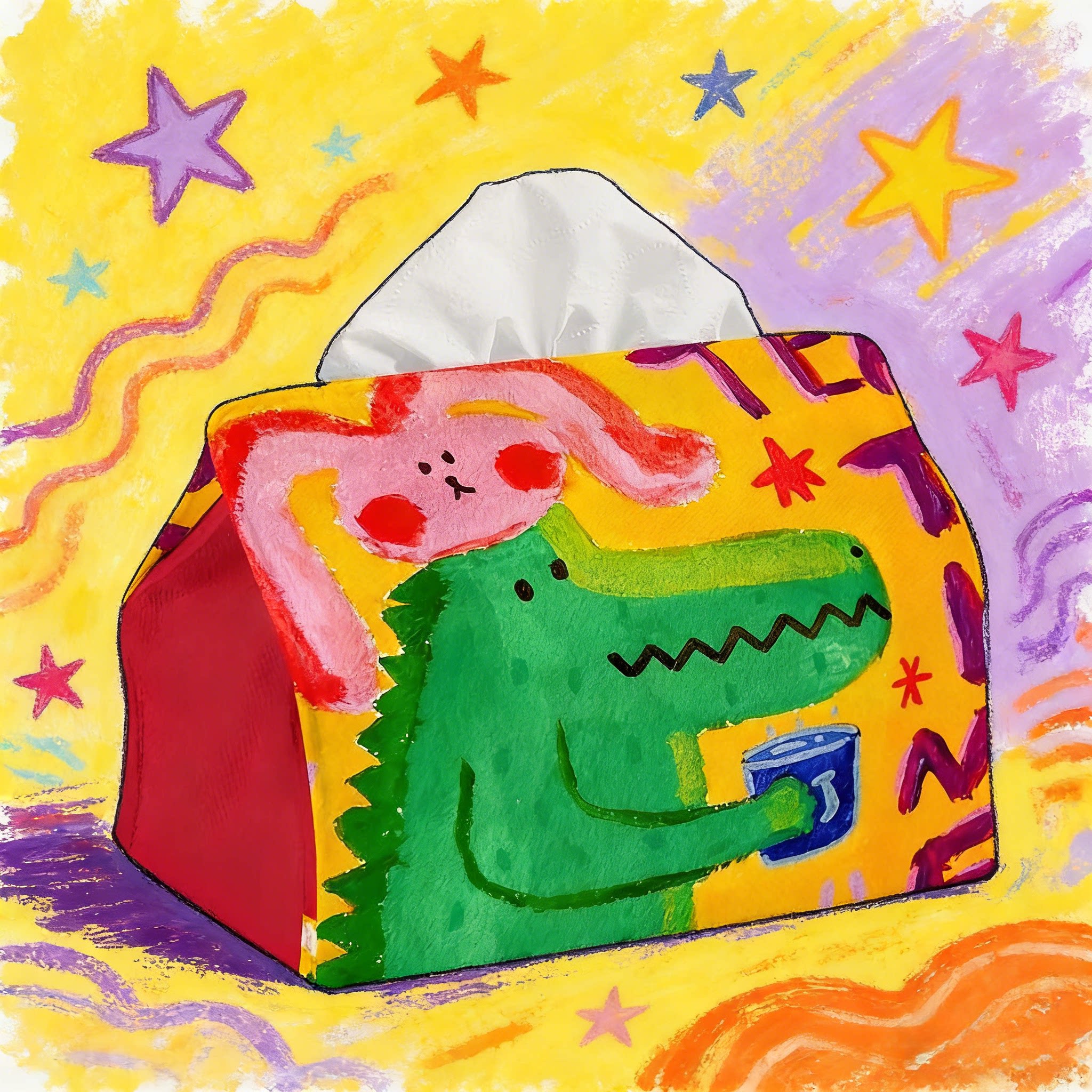 一只西猫柿 鳄鱼和兔子印花 家居纸巾盒餐桌布艺纸巾袋小清新卡通