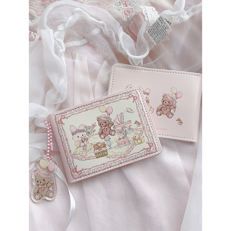 野餐兔熊驾驶证保护套少女原创设计可爱花边保护套卡包驾驶证皮套
