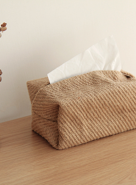 日式棉麻布艺纸巾盒简约民宿凹造型抽纸盒收纳袋创意家用客厅餐桌
