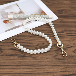 8MM珍珠链串珠宽链条手工编织包斜挎链短包带手提包配件单肩包链