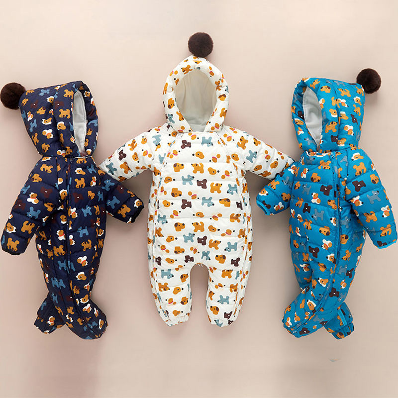 2025新生儿哈衣白鸭绒爬服01岁婴儿羽绒服冬季宝宝连体衣男女外出