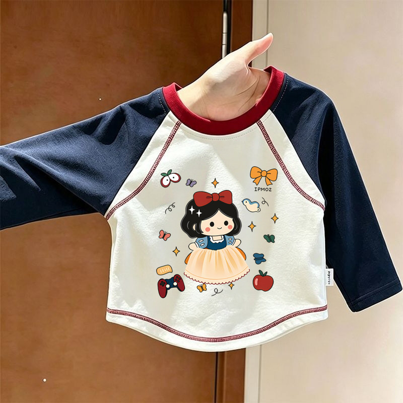 纯棉女童插肩长袖t恤儿童秋装