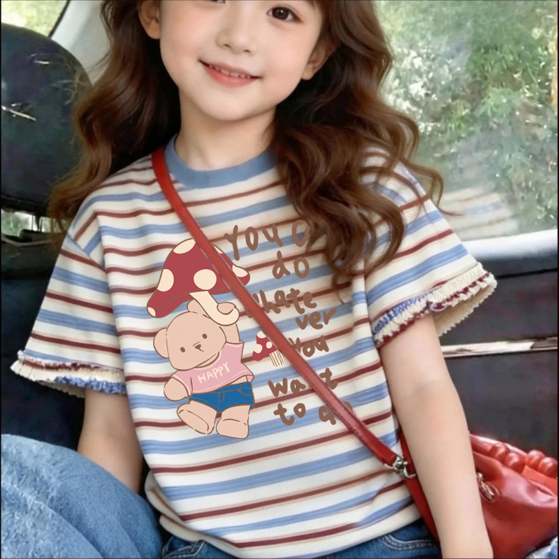 儿童条纹短袖t恤女童夏装