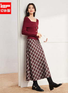 IEF/爱依服25年秋冬韩系气质女人味两件套时尚百搭OOT一整套穿搭