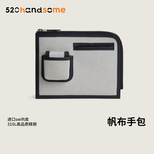 手工进口真皮内里牛皮手持帆布包