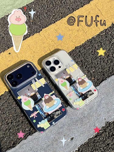 《甜品时光》原创手机壳【福禄士多】IMD双层亮面闪粉包相机键适用ip17pmip16pm16pip15pm15p