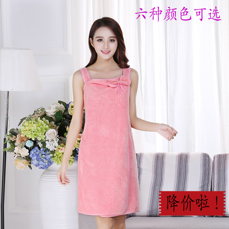 加厚珊瑚绒可穿浴巾浴裙比纯棉柔软吸水女性感抹胸美容院汗蒸浴袍