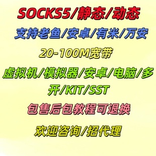 socks5老鱼静态/动态/住宅/虚拟机模拟器/电脑/手机/安卓游戏多开