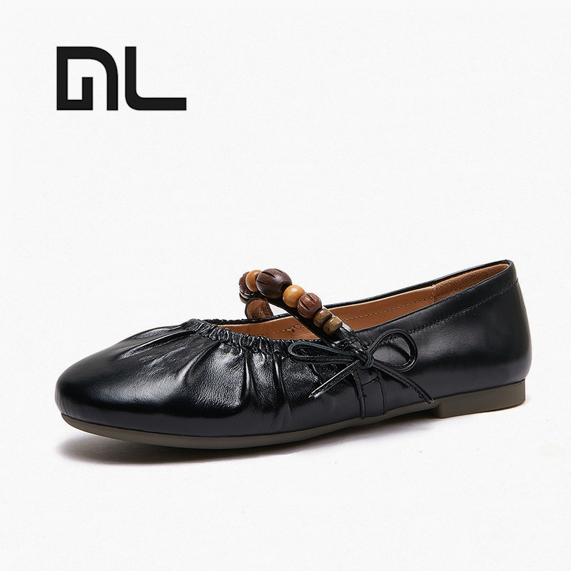 原创复古真皮浅口单鞋女2026春季新款串珠平底休闲时尚玛丽珍鞋子,女鞋,时尚休闲鞋,淘宝优惠券,粉丝福利购,淘宝优惠卷