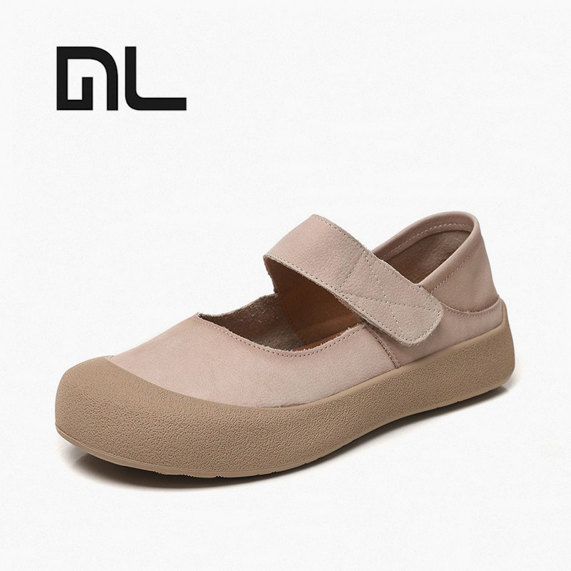 牛皮新款浅口大头单鞋女款魔术贴真皮2026春休闲玛丽珍平底鞋软底,女鞋,浅口单鞋,淘宝优惠券,粉丝福利购,淘宝优惠卷