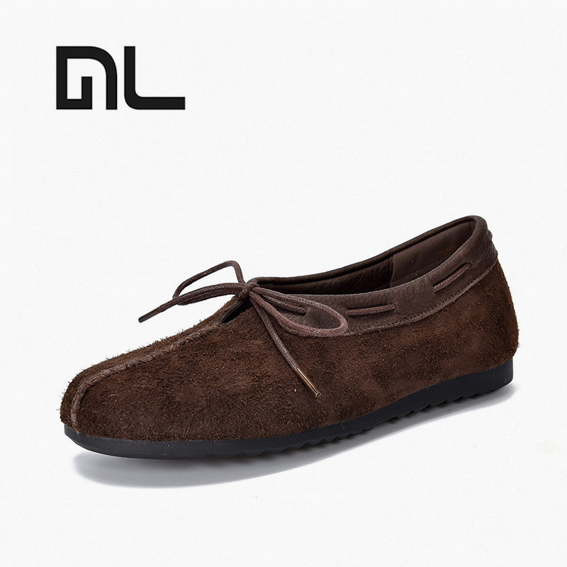 头层牛皮圆头软底奶奶鞋平底单鞋女2026春夏新款真皮系带平底鞋女,女鞋,浅口单鞋,淘宝优惠券,粉丝福利购,淘宝优惠卷