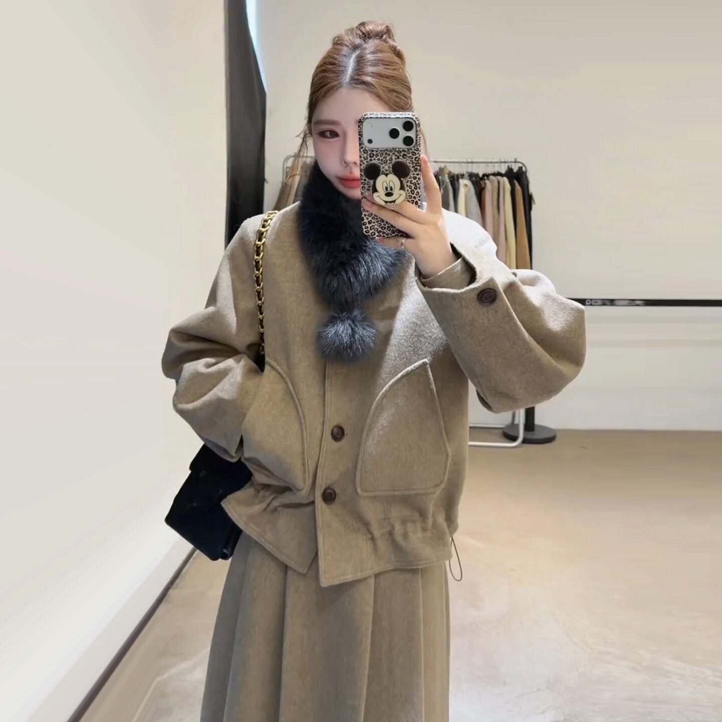 2026新款韩系巨好看毛呢套装连衣裙子女秋冬季高级感气质穿搭长裙