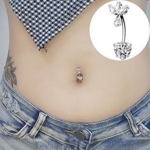 星川落子锆石脐钉女脐环f136爆闪钛合金钛钢防过敏养洞欧美肚脐钉