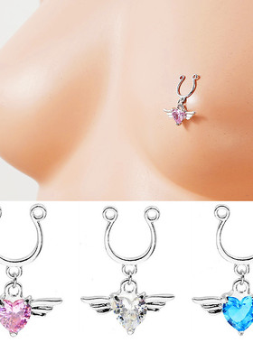 欧美ins外贸天使翅膀乳夹乳环 无孔乳环胸钉胸饰 无需穿孔假乳环