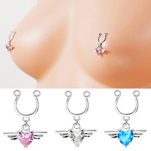 欧美ins外贸天使翅膀乳夹乳环 无孔乳环胸钉胸饰 无需穿孔假乳环
