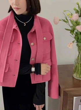 仓5-2 设计师家围脖羊毛羊绒大衣