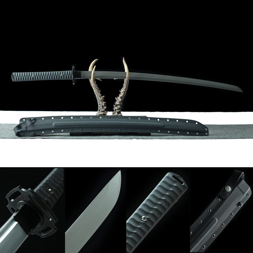 锻打刀剑手工锻打65锰钢战术黑武士Katana指挥太刀硬宝剑未开刃