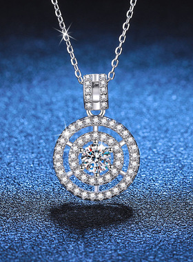 欧美风高级感项链莫桑钻吊坠 s925纯银项链锁骨链D色莫桑石项链