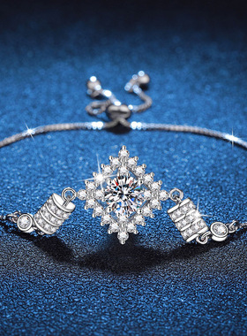 跨境925纯银手链莫桑石手饰方包高级感1克拉莫桑石手链可调节