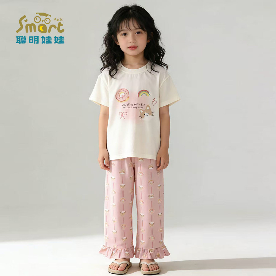 聪明娃娃空调服夏季薄款短袖长裤