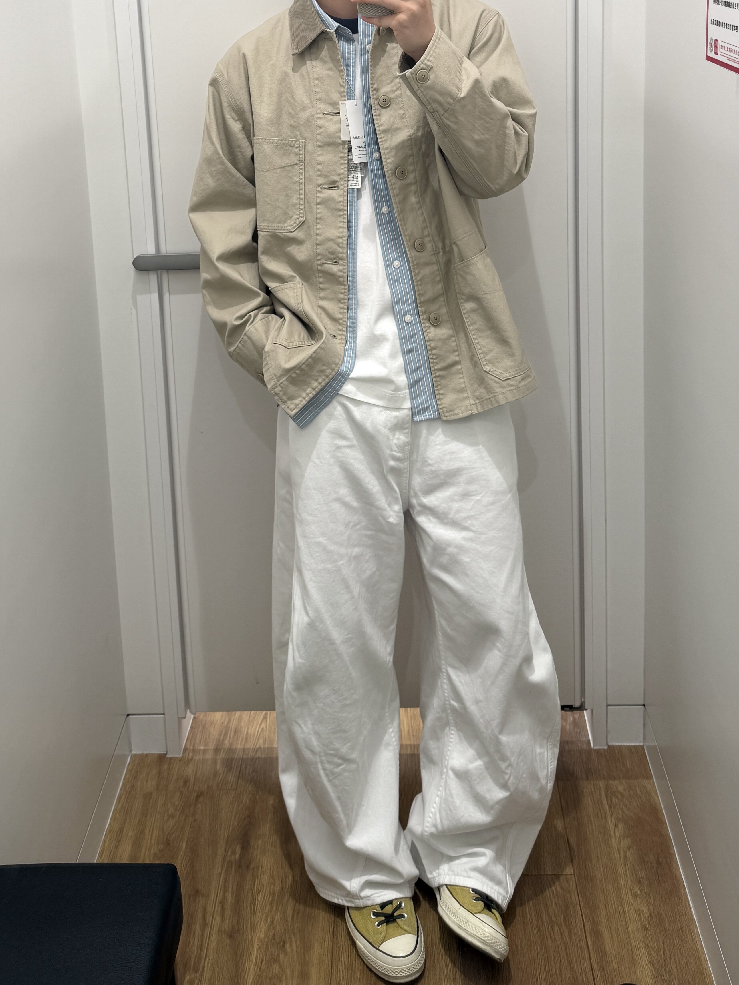 SSLstudio白色解构弯刀休闲裤