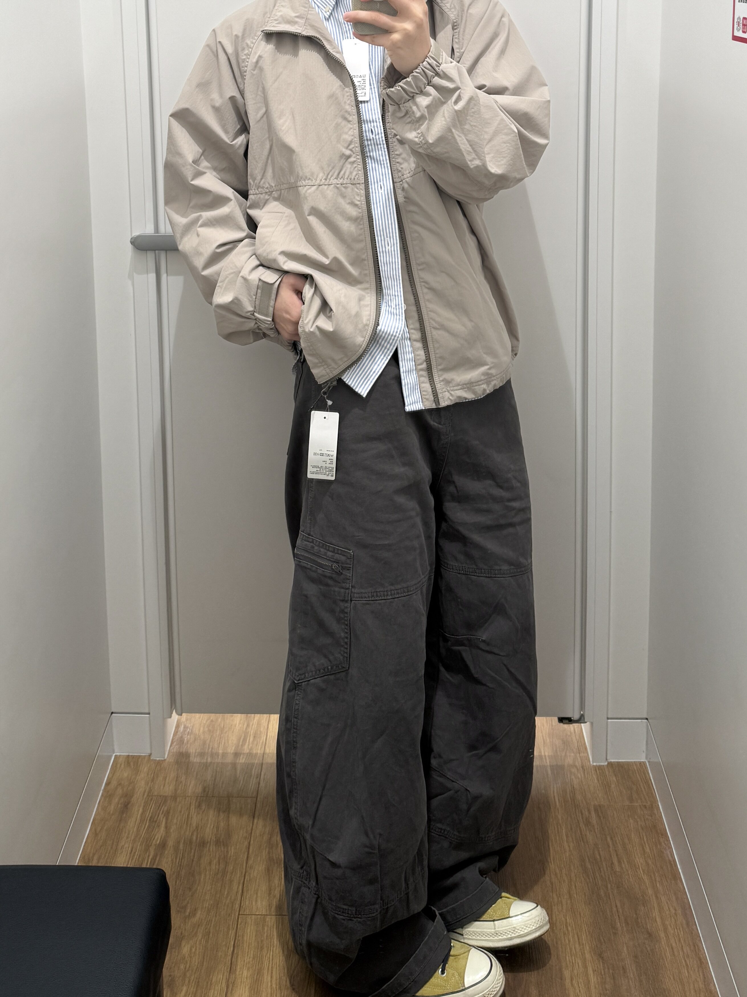 SSLstudio水洗做旧侧袋拉链设计弯刀工装裤男女baggy潮牌廓形长裤