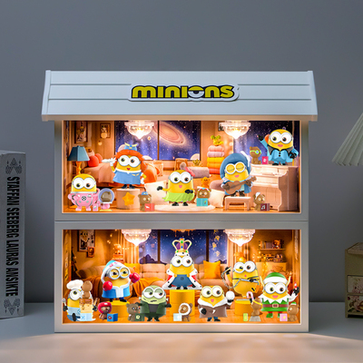 泡泡玛特小黄人BOB和TIM的睡前幻想故事系列手办盲盒场景展示盒