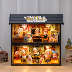 适用泡泡玛特星星人美味时刻系列手办盲盒收纳场景展示盒摆件礼物