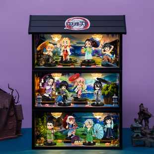 适用鬼灭之刃梅雨系列Q款手办收纳无限城篇盲盒场景展示盒摆件