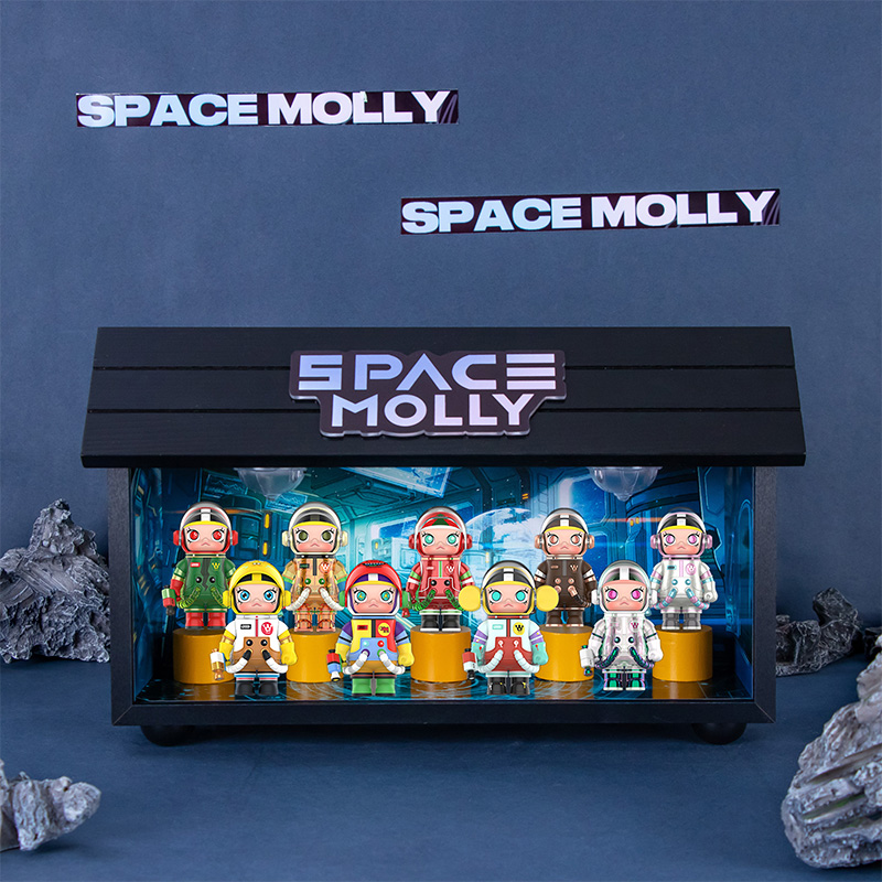 泡泡玛特MEGA珍藏系列100% SPACE MOLLY周年盲盒收纳展示场景盒