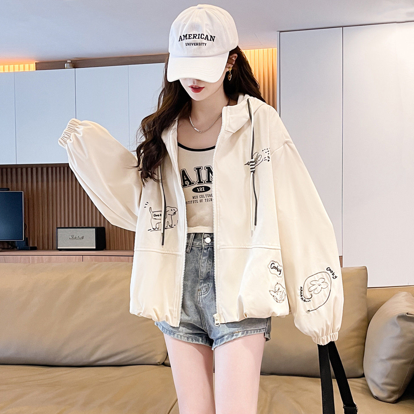 早春刺绣棒球服外套女春