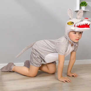 六一幼儿园绘本剧表演服装大灰狼演出服男孩动物角色扮演成人夏女