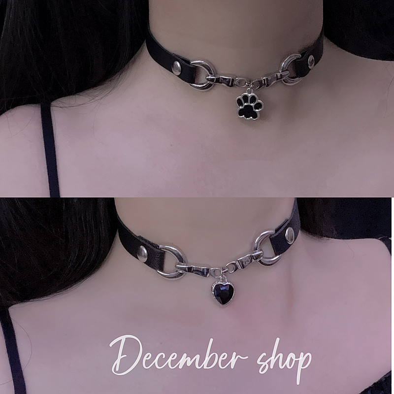 原创爱心小狗puppy项链choker皮质项圈女辣妹颈链锁骨链2025新款