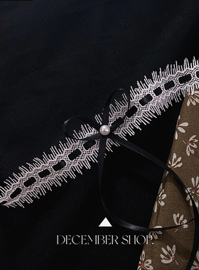 夏日新款白色蕾丝项链小清新仙珍珠蝴蝶结短款锁骨链项圈颈带脖带