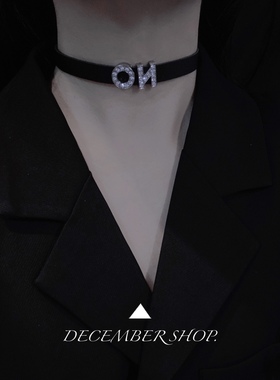 包邮可定制名字字母皮质项圈暗黑简约锁骨链choker短款小众脖项链