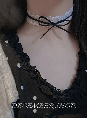 仙女白色蕾丝纯欲蝴蝶结choker项圈双层颈链女韩版短锁骨项链包邮