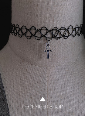 夏季新款纹身锁骨链简单基础摄影配搭弹力choker项圈颈带八卦太极