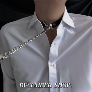 新品 项圈拉拽缺氧项链牵引锁骨链choker酷帅禁欲宠物礼物表演配饰