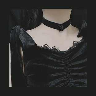 手工新款 假领子锁骨链项圈丝绒防金属过敏暗扣日韩choker颈带简约