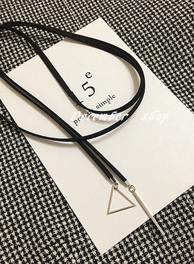 包邮几何三角长条一字吊坠缠绕系带简洁百搭choker长项圈脖子饰品