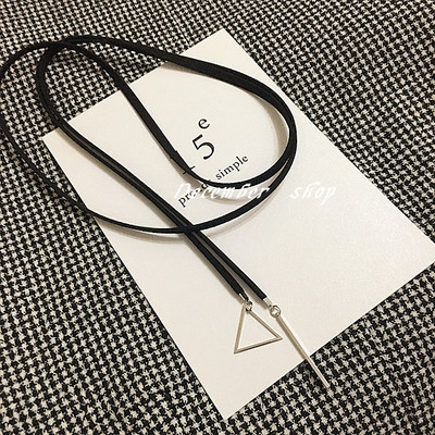 包邮几何三角长条一字吊坠缠绕系带简洁百搭choker长项圈脖子饰品