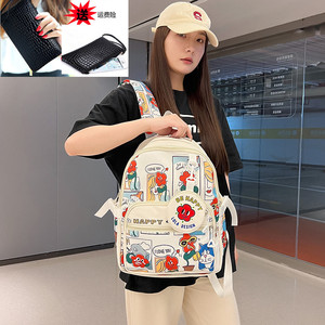 书包美式复古小众小花双肩包韩版原宿背包小众新款潮书包女大学生