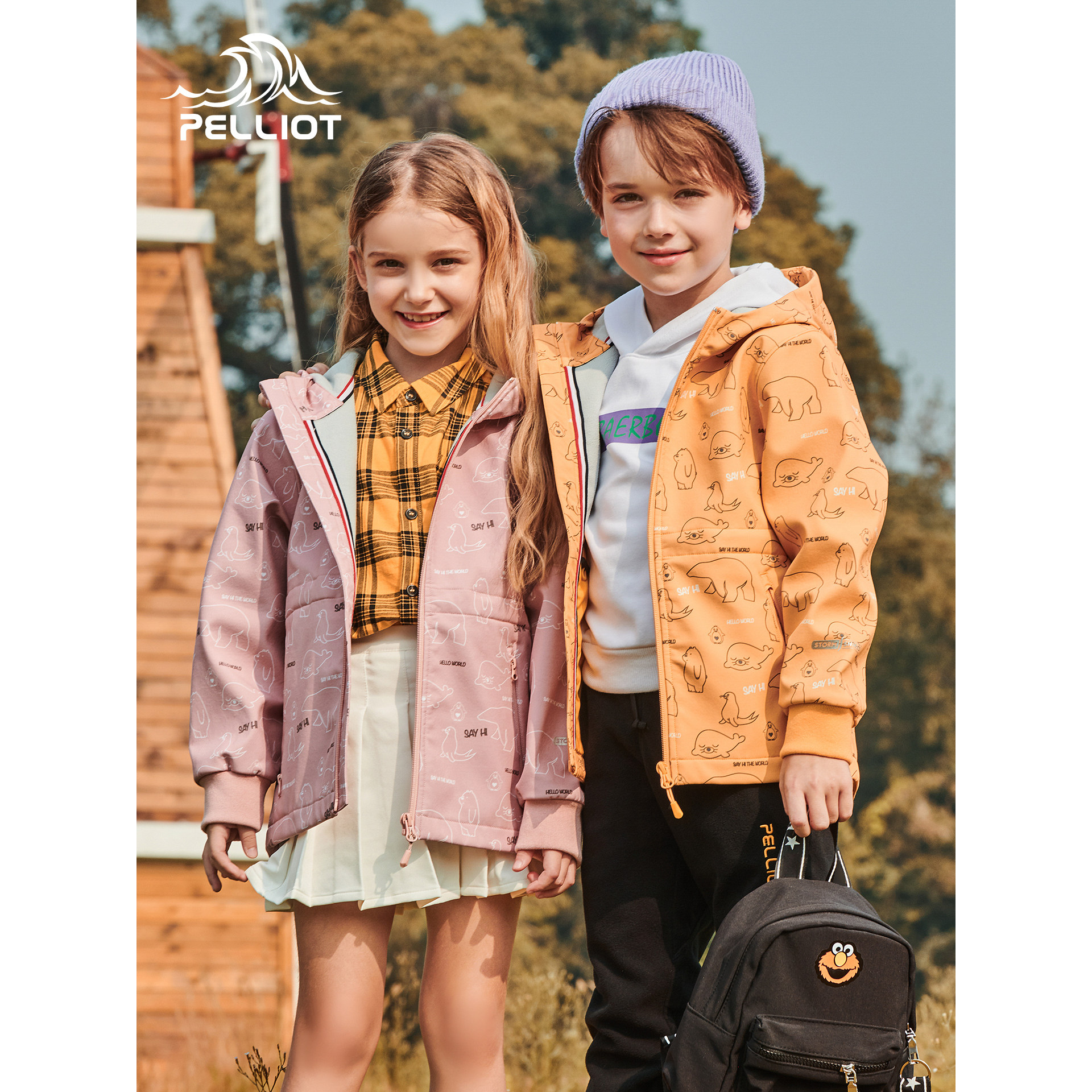 伯希和户外儿童软壳衣男女童抓绒衣防风防泼水保暖外套冲锋衣内胆