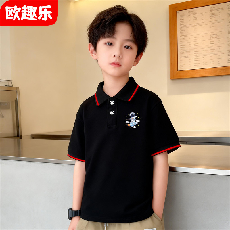 儿童t恤男夏季薄款印花休闲半袖帅气潮款儿童翻领polo衫短袖新款