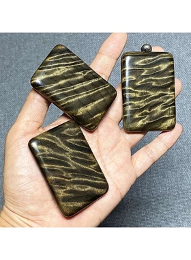 金丝楠无事牌阴沉木把件男女士随身把玩件木料水波纹吊坠