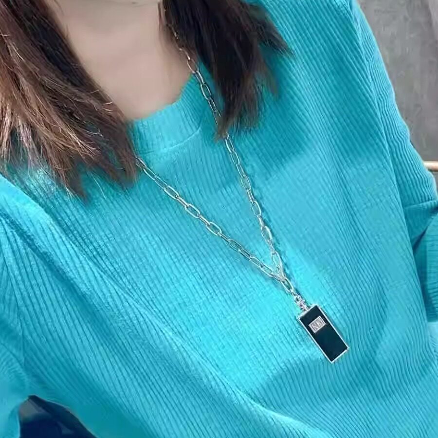 彩色打底衫女2026秋冬新款时尚气质洋气糖果色净版螺纹棉T恤上衣