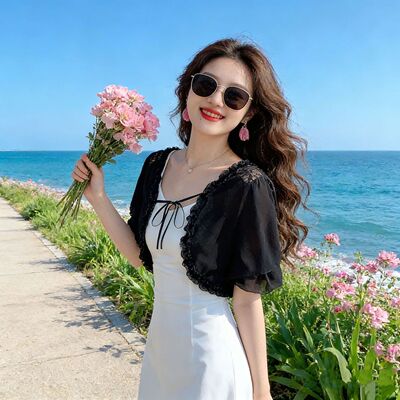 新款韩版雪纺小披肩百搭短款雪纺