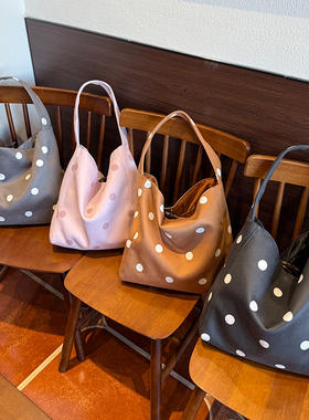 秋冬新品大波点麂皮绒时尚百搭大容量韩版ins风上班通勤包包女